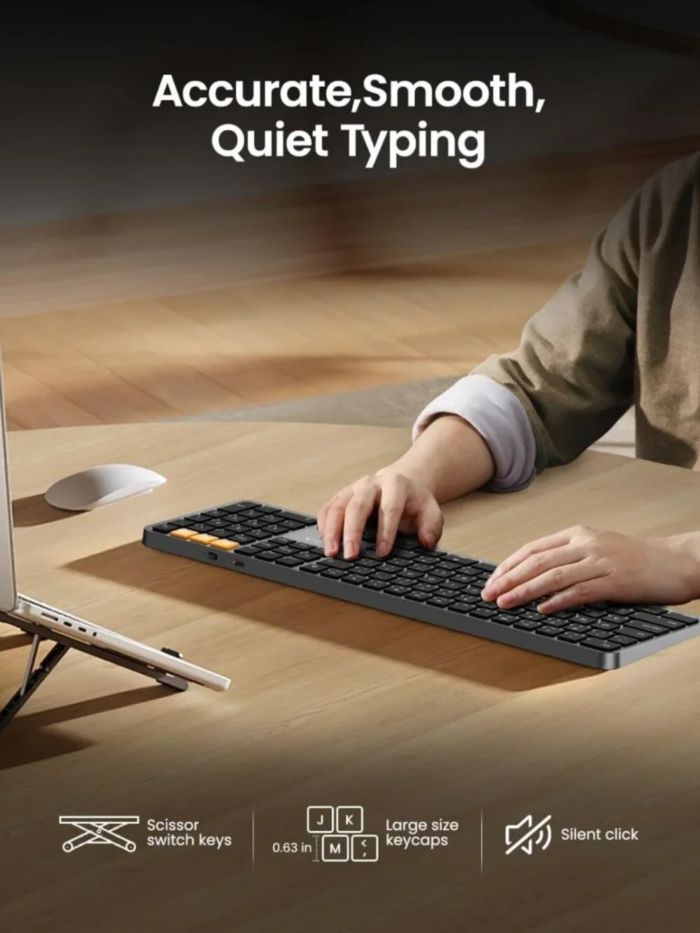 Backlit Wireless Bluetooth Keyboard for Mac - Sleek Space Gray Design